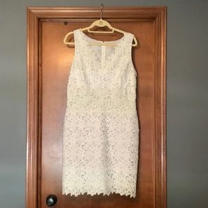 White floral lace LOFT dress size 12